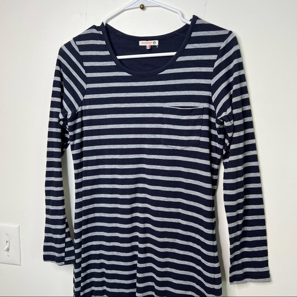 Sundry Blue and Gray Long Sleeve Crew Neck Dress - Picture 3 of 7